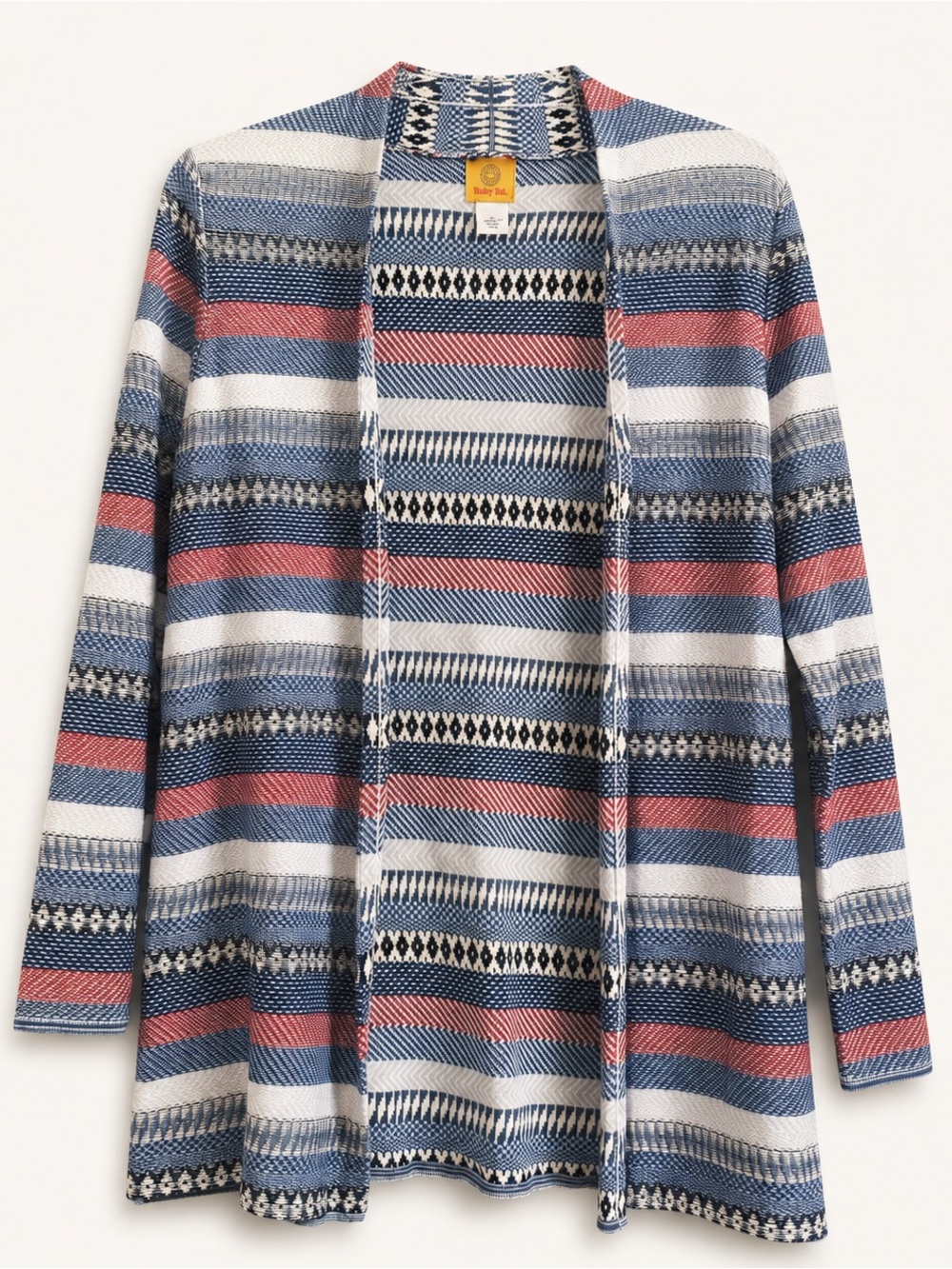 Ruby Rd Small Open Front Southwestern Striped Cardigan